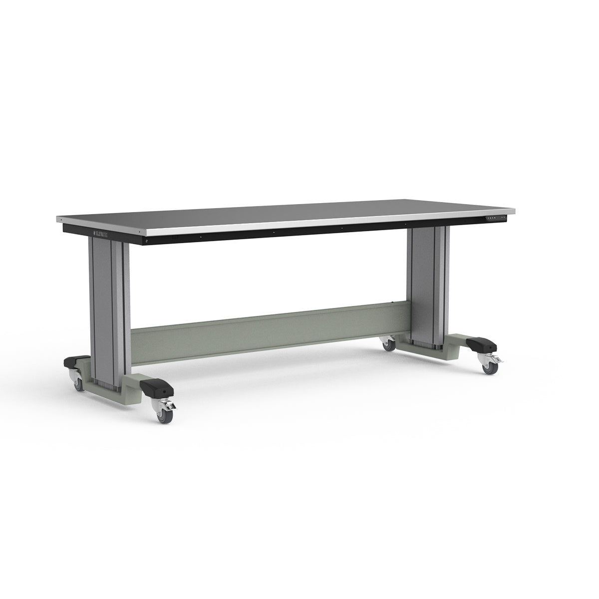 Mobile Adjustable Height Workbench - Stainless Steel Top