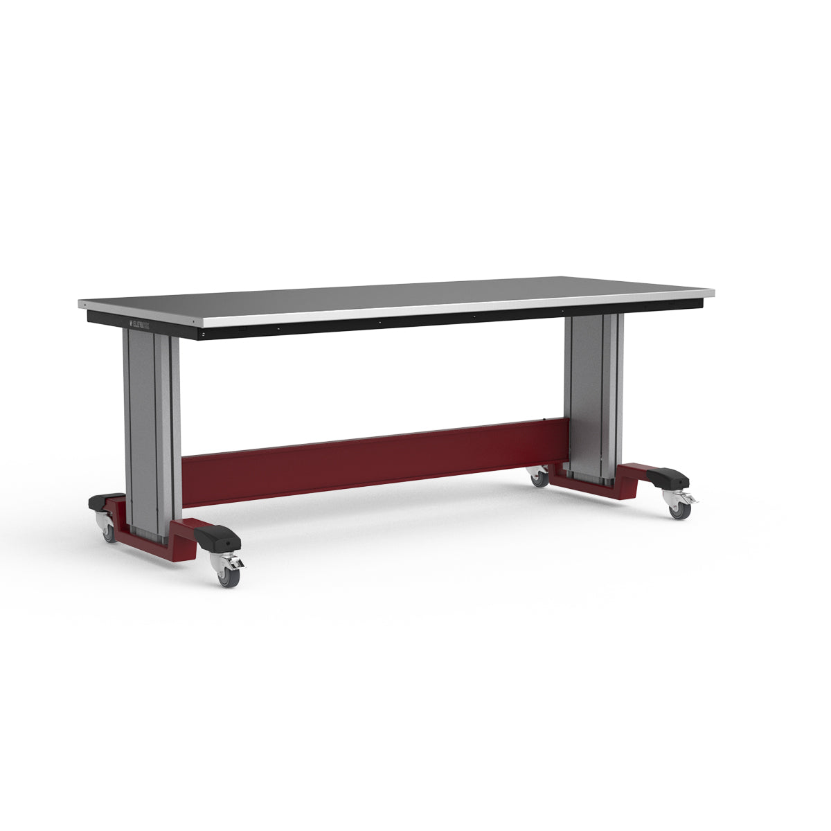 Mobile Adjustable Height Workbench - Stainless Steel Top