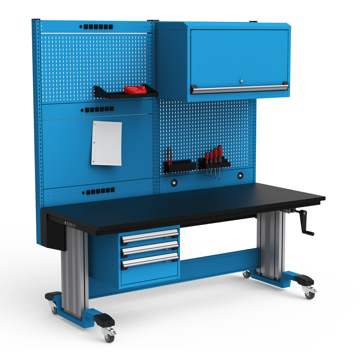 Mobile Adjustable Height Workstation - 72"W x 30"D x 77-93"H - Plastic Laminate Top