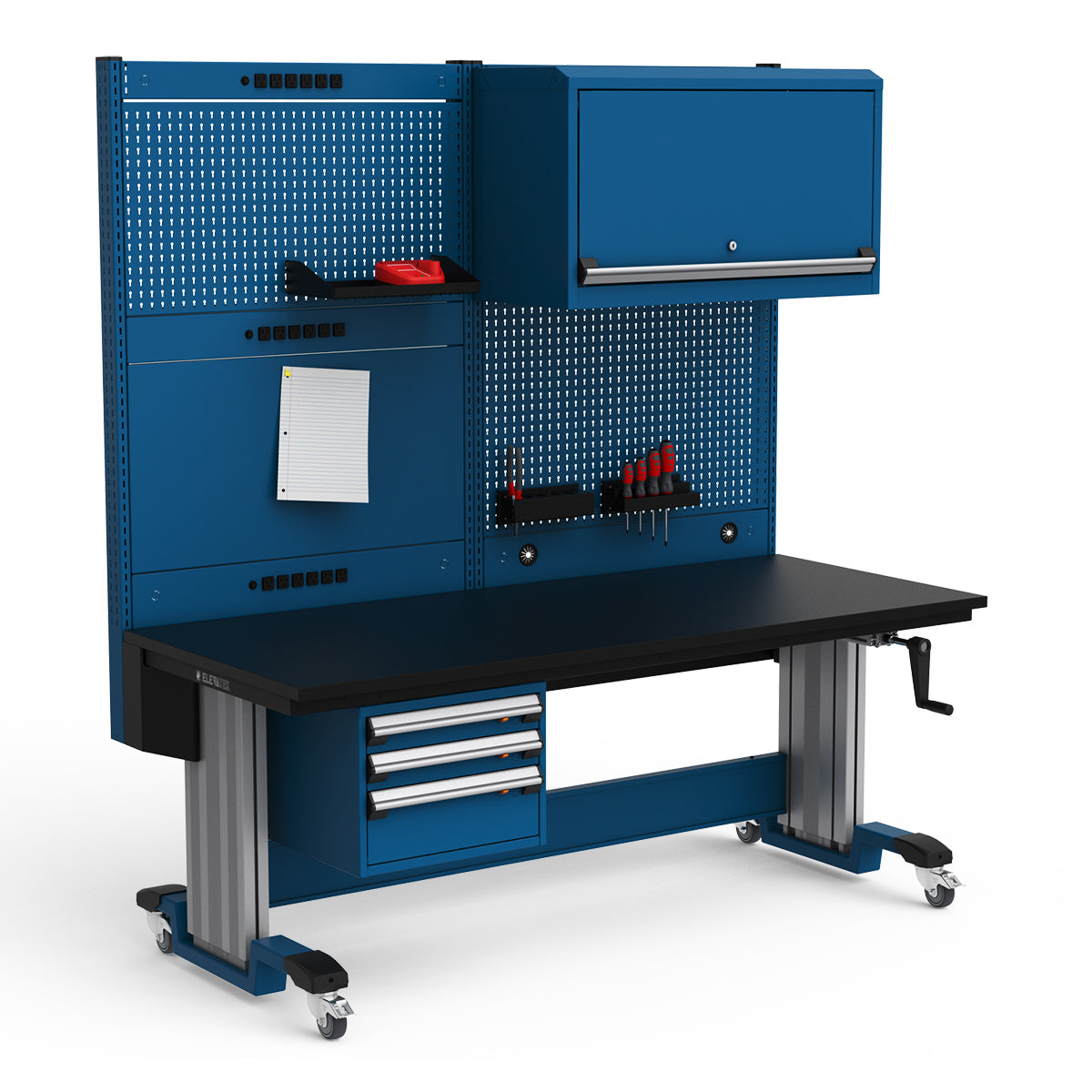 Mobile Adjustable Height Workstation - 72"W x 30"D x 77-93"H - Plastic Laminate Top