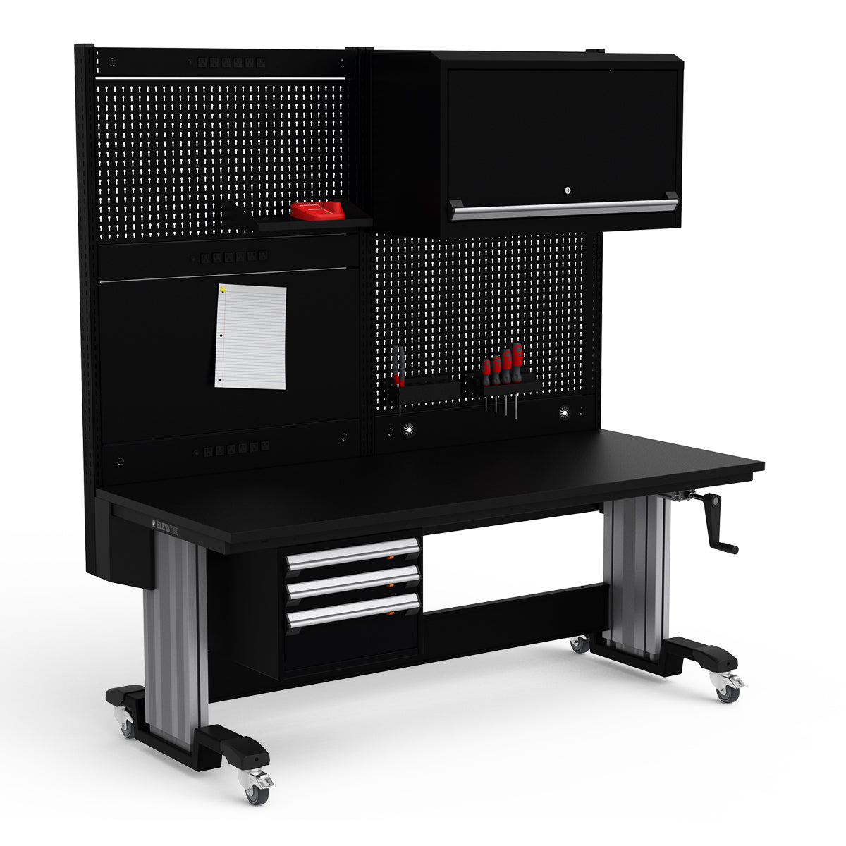Mobile Adjustable Height Workstation - 72"W x 30"D x 77-93"H - Plastic Laminate Top