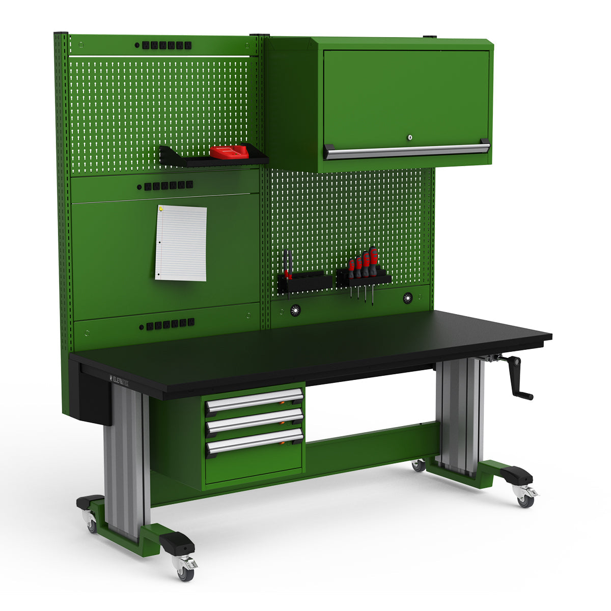 Mobile Adjustable Height Workstation - 72"W x 30"D x 77-93"H - Plastic Laminate Top