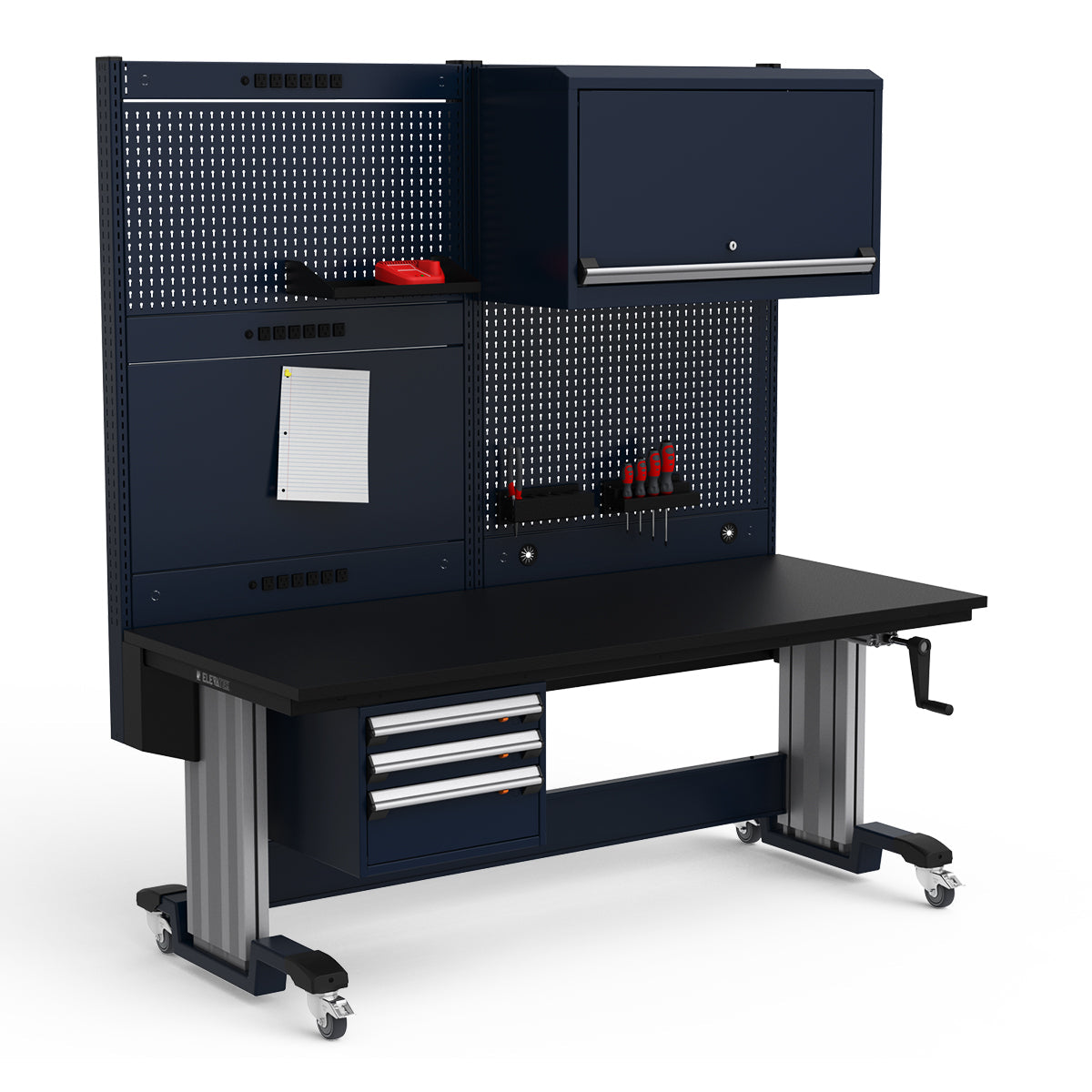 Mobile Adjustable Height Workstation - 72"W x 30"D x 77-93"H - Plastic Laminate Top