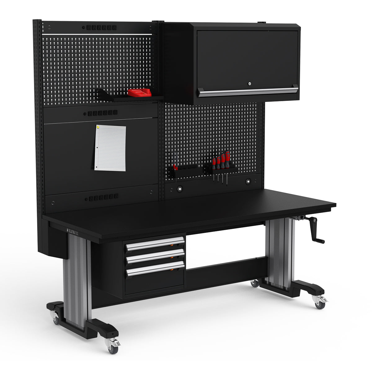 Mobile Adjustable Height Workstation - 72"W x 30"D x 77-93"H - Plastic Laminate Top