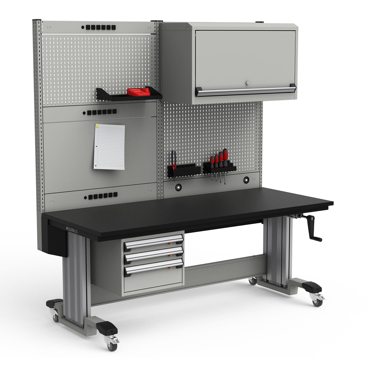 Mobile Adjustable Height Workstation - 72"W x 30"D x 77-93"H - Plastic Laminate Top