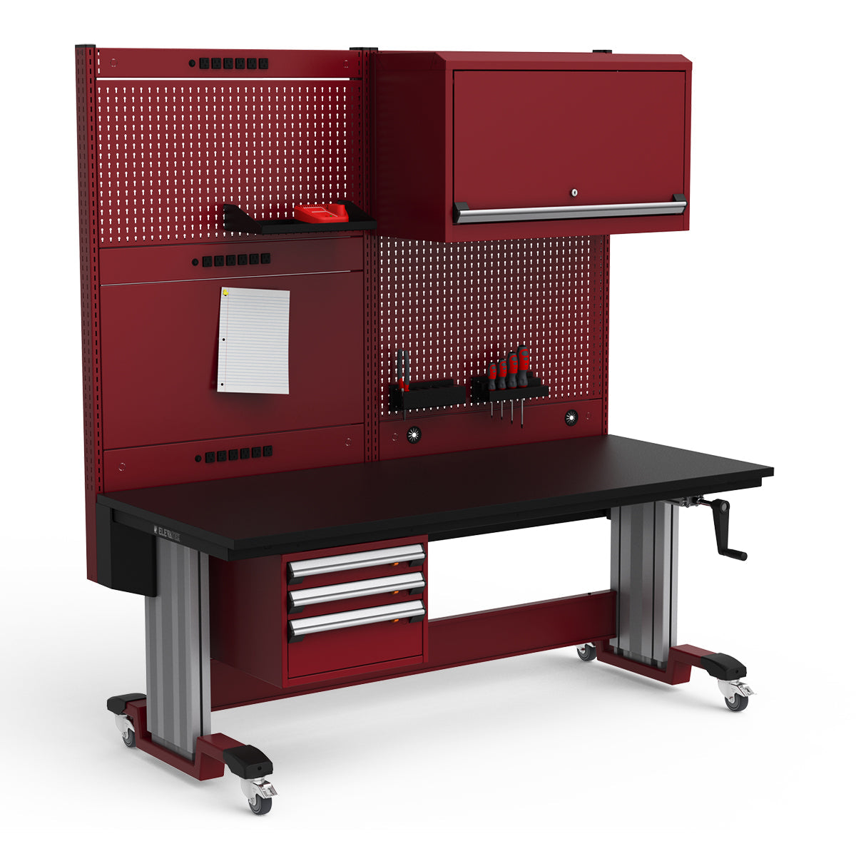 Mobile Adjustable Height Workstation - 72"W x 30"D x 77-93"H - Plastic Laminate Top