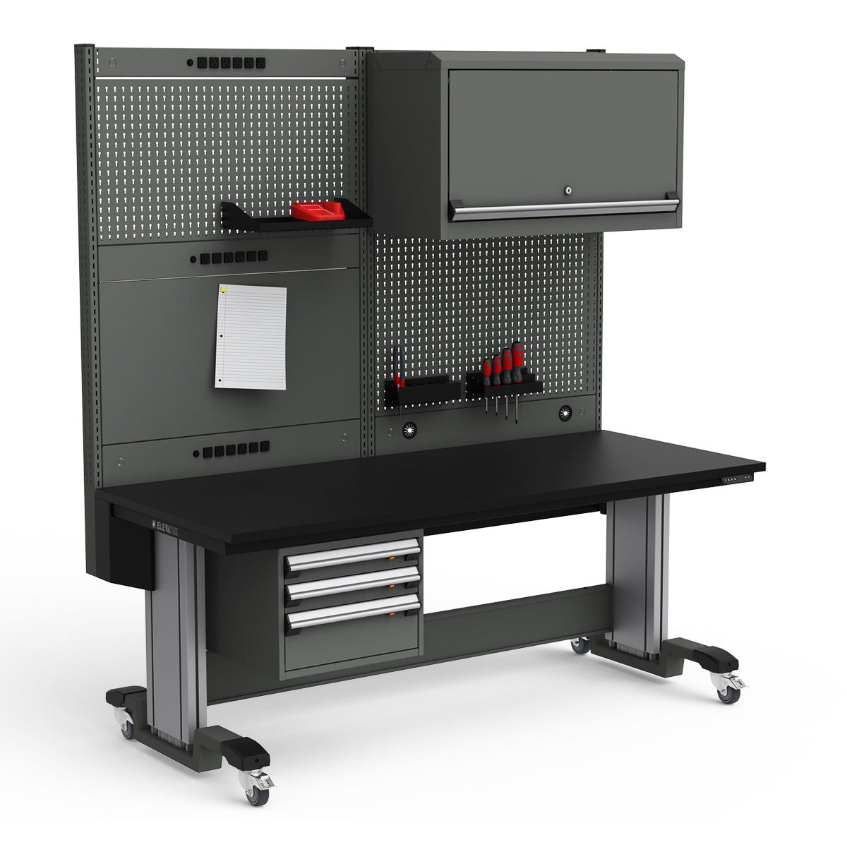 Mobile Adjustable Height Workstation - 72"W x 30"D x 77-93"H - Plastic Laminate Top
