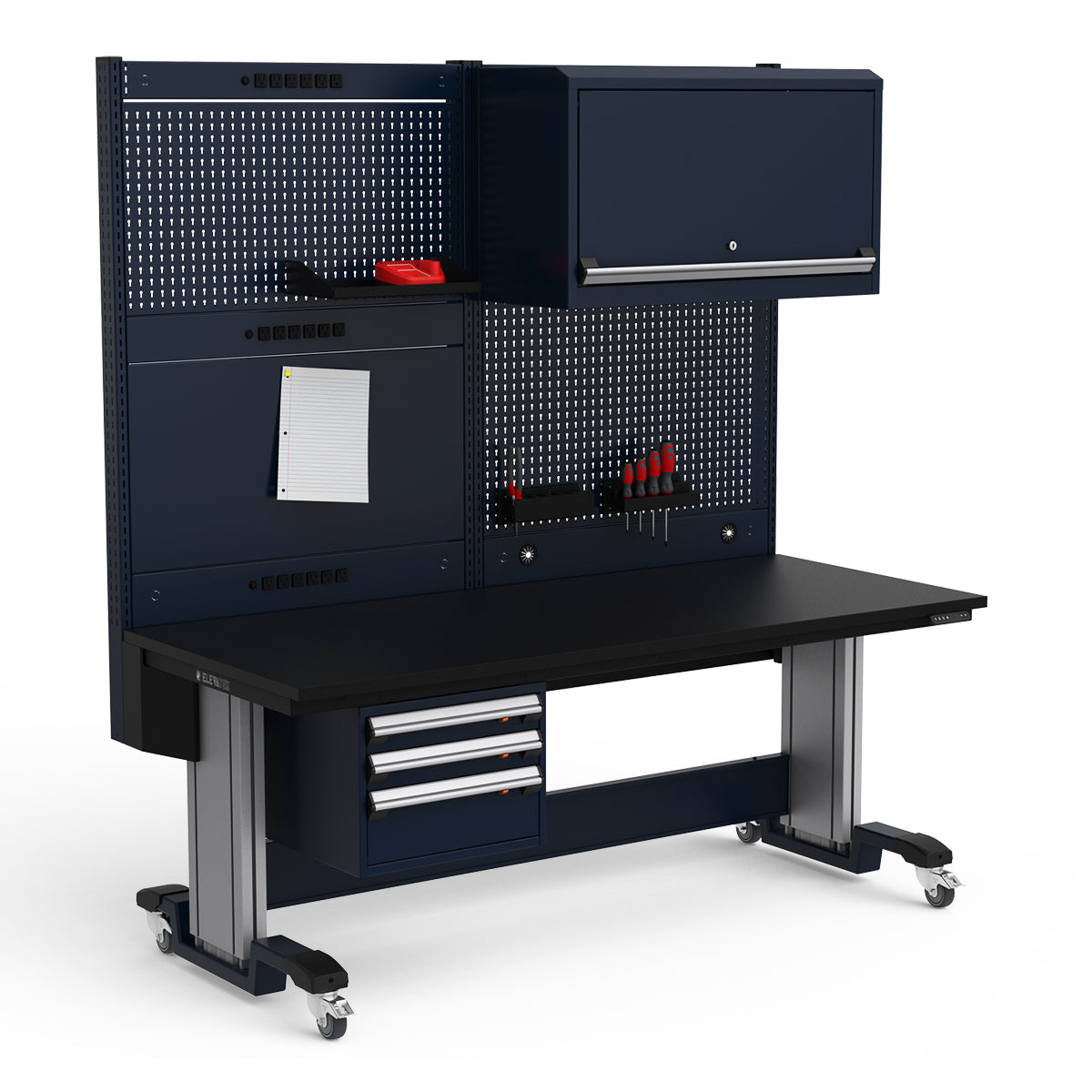 Mobile Adjustable Height Workstation - 72"W x 30"D x 77-93"H - Plastic Laminate Top