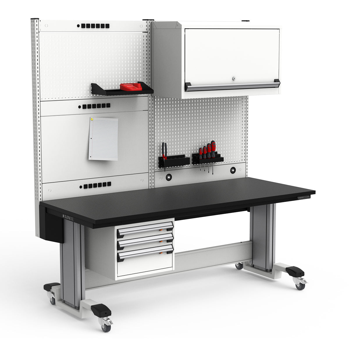 Mobile Adjustable Height Workstation - 72"W x 30"D x 77-93"H - Plastic Laminate Top
