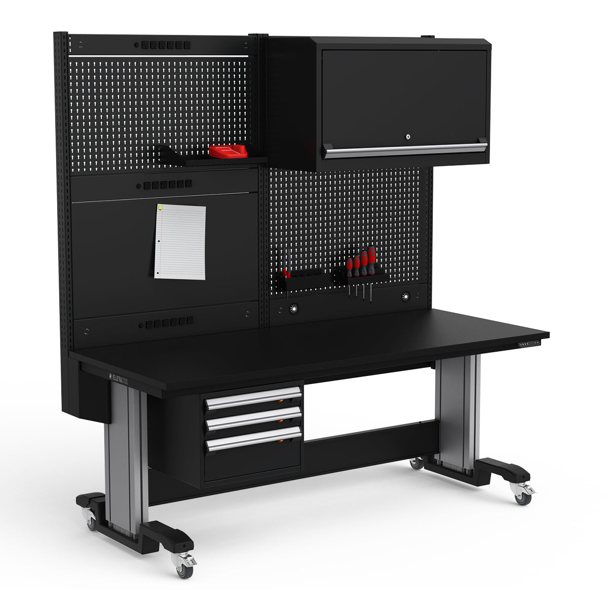 Mobile Adjustable Height Workstation - 72"W x 30"D x 77-93"H - Plastic Laminate Top