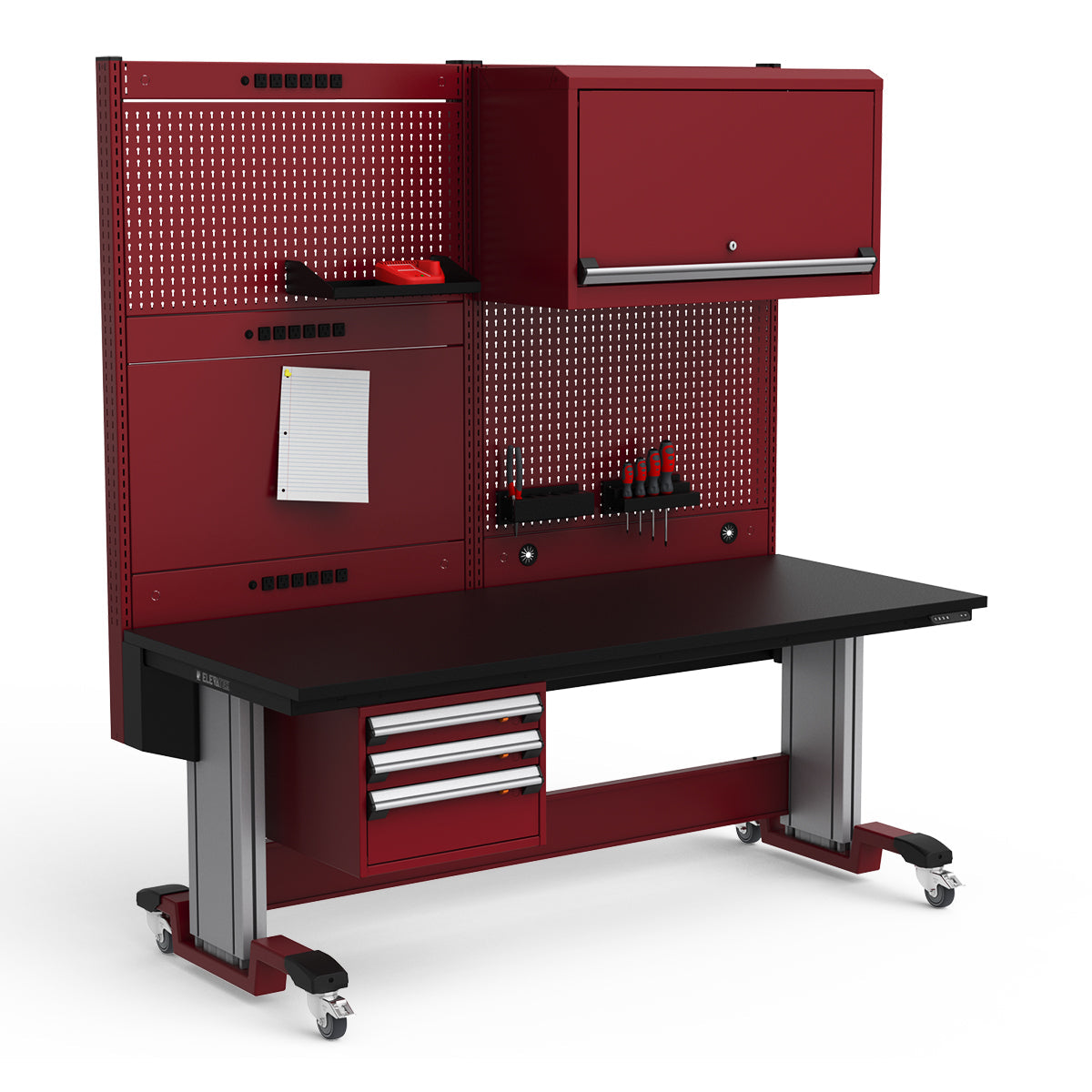 Mobile Adjustable Height Workstation - 72"W x 30"D x 77-93"H - Plastic Laminate Top