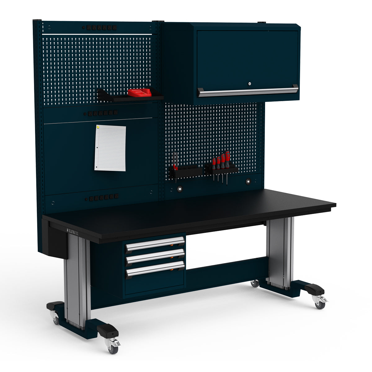 Mobile Adjustable Height Workstation - 72"W x 30"D x 77-93"H - Plastic Laminate Top