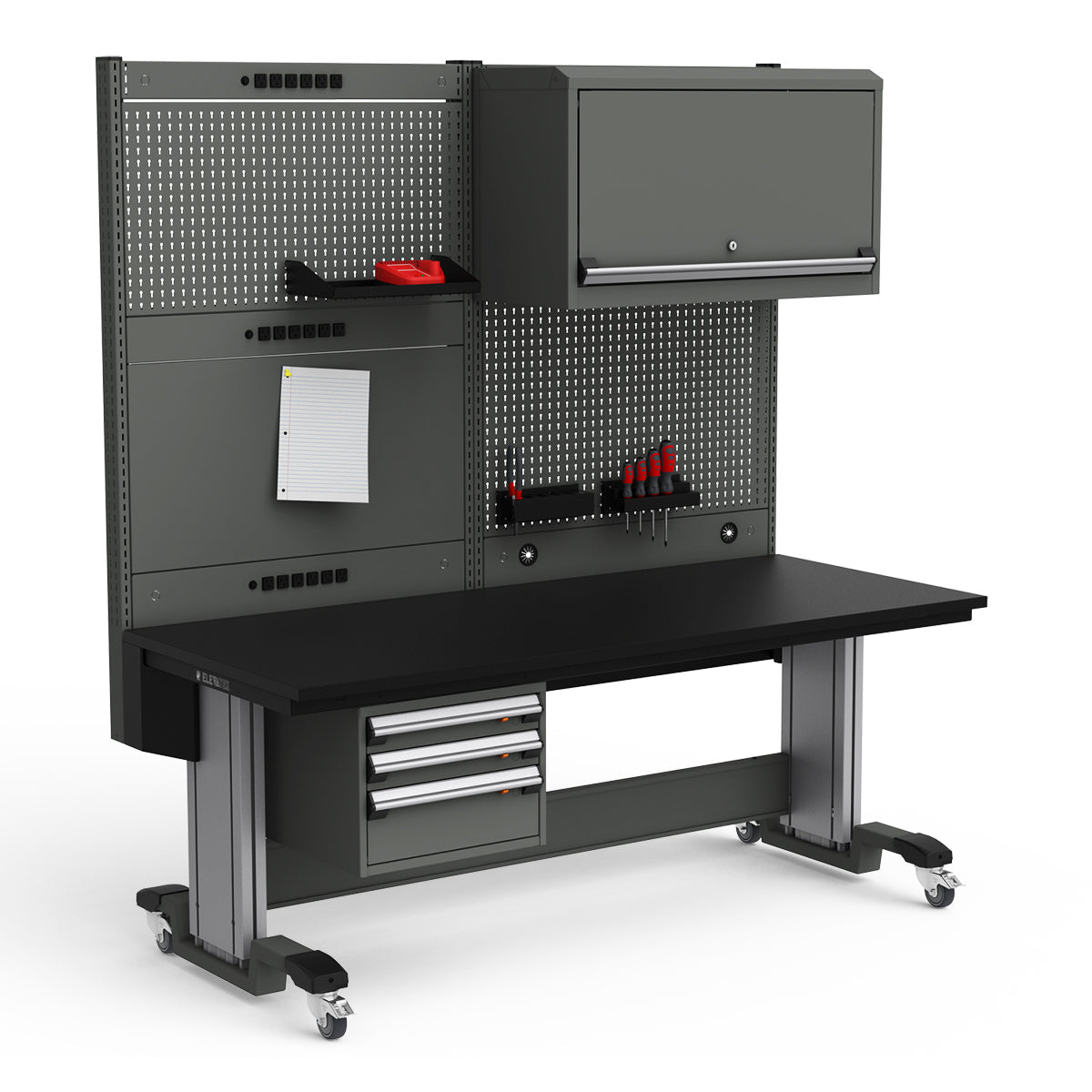 Mobile Adjustable Height Workstation - 72"W x 30"D x 77-93"H - Plastic Laminate Top