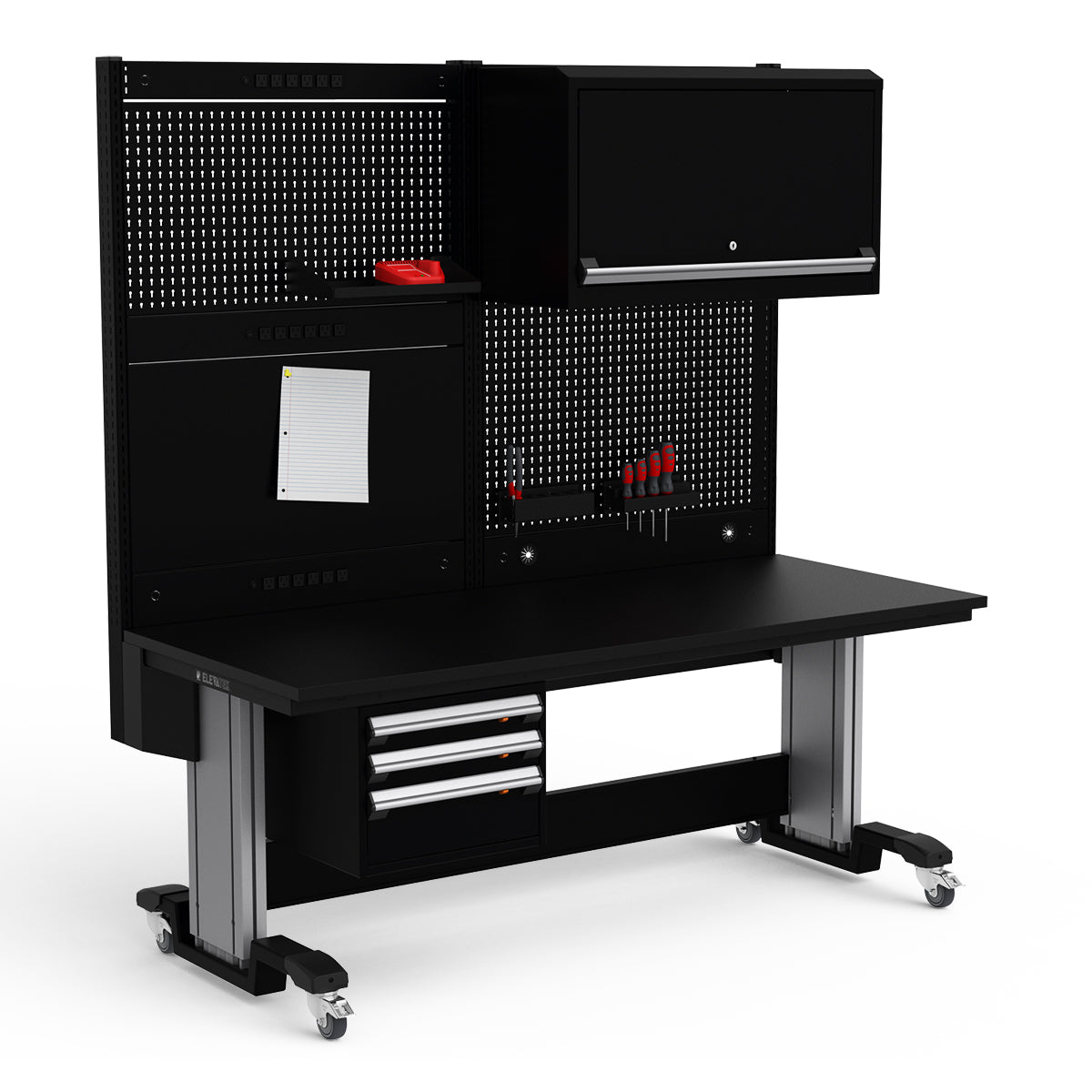 Mobile Adjustable Height Workstation - 72"W x 30"D x 77-93"H - Plastic Laminate Top