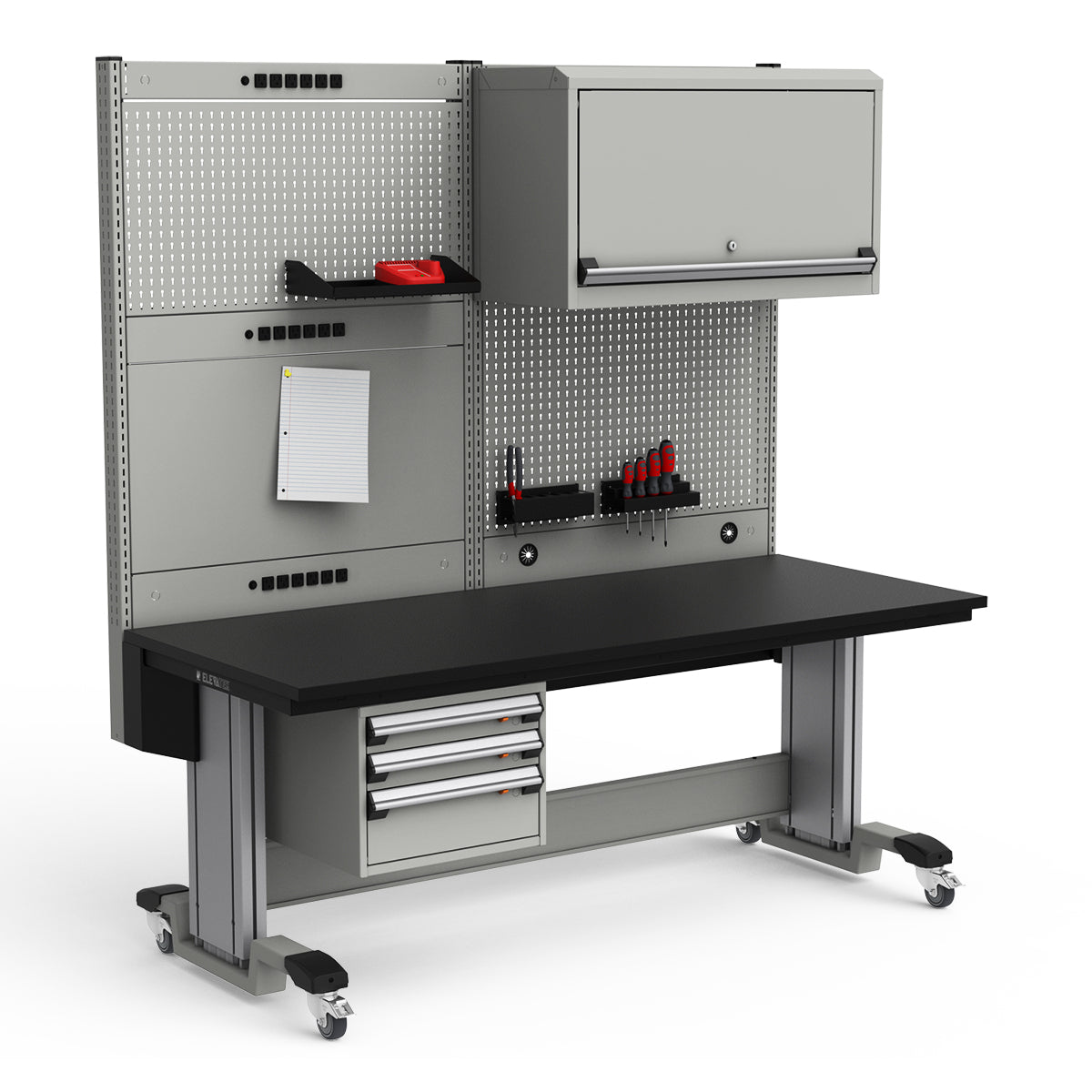 Mobile Adjustable Height Workstation - 72"W x 30"D x 77-93"H - Plastic Laminate Top