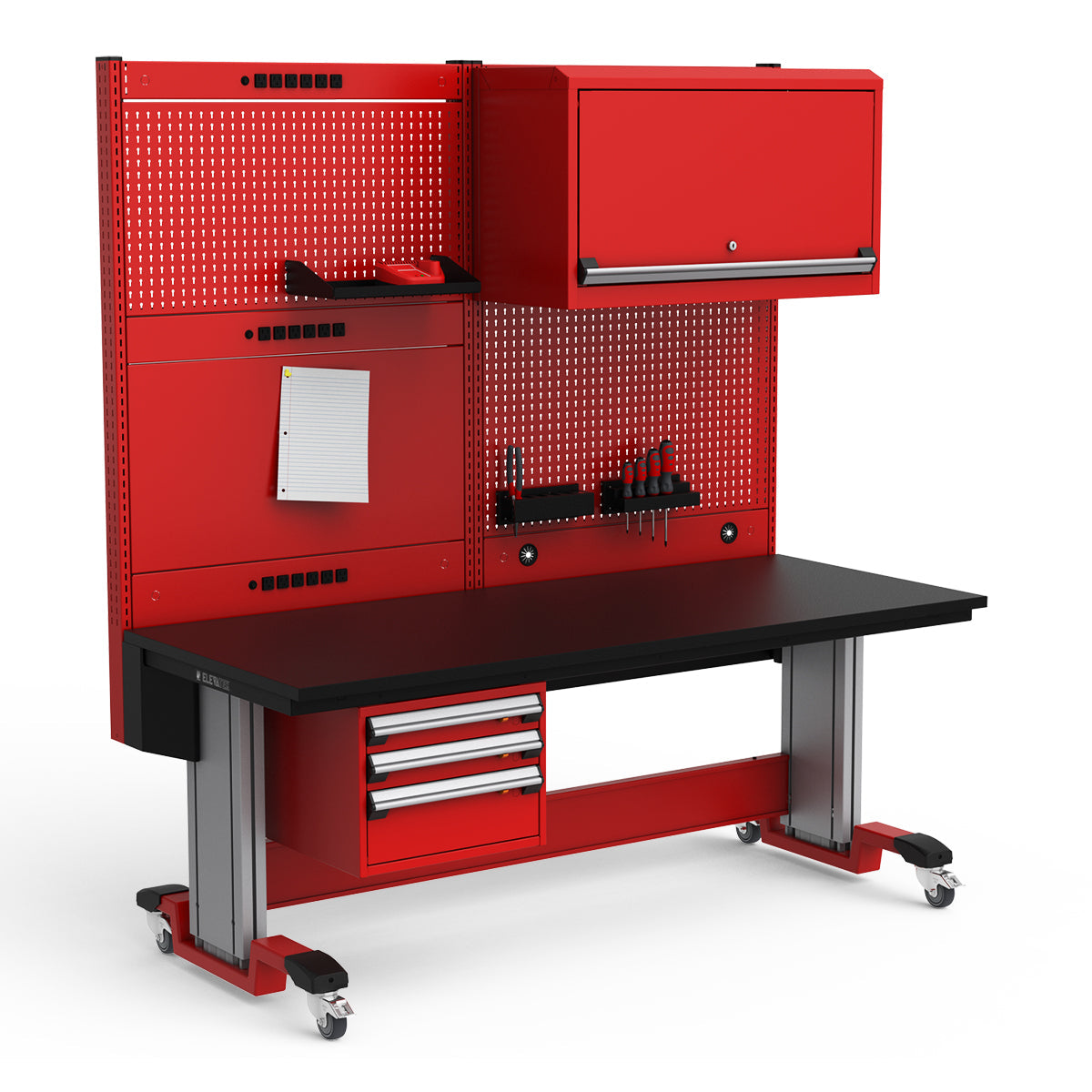 Mobile Adjustable Height Workstation - 72"W x 30"D x 77-93"H - Plastic Laminate Top