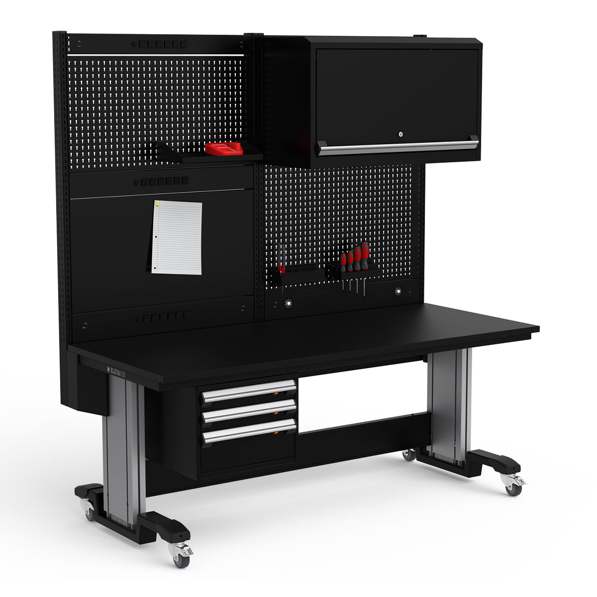 Mobile Adjustable Height Workstation - 72"W x 30"D x 77-93"H - Plastic Laminate Top