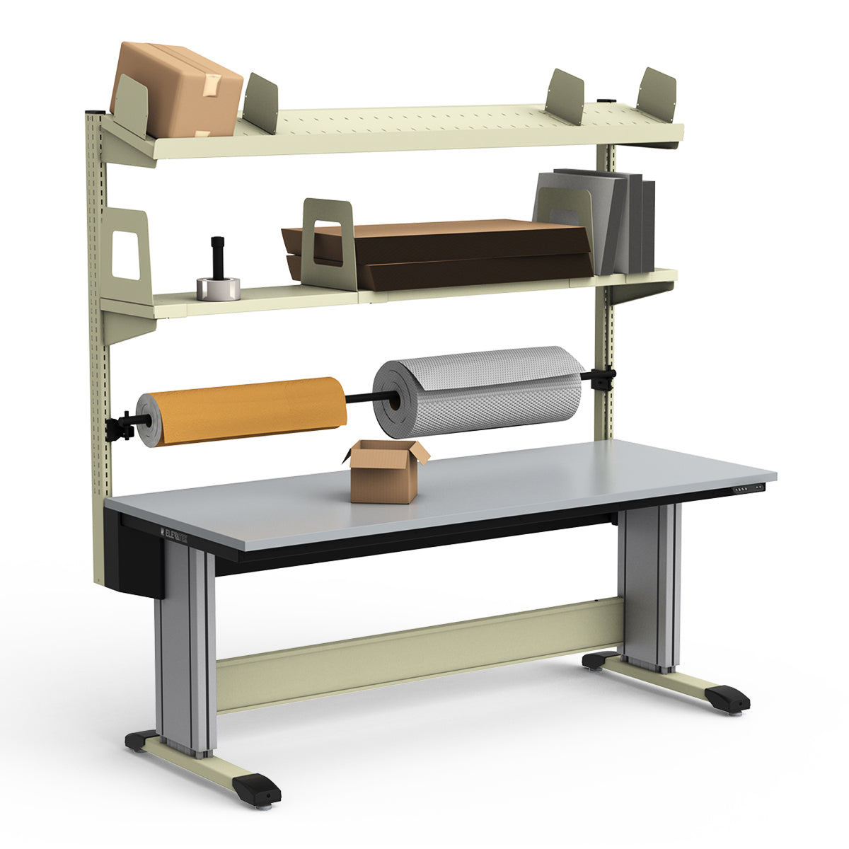 Adjustable Height Workstation - 72"W x 30"D x 83-99"H - PVC Laminate Top