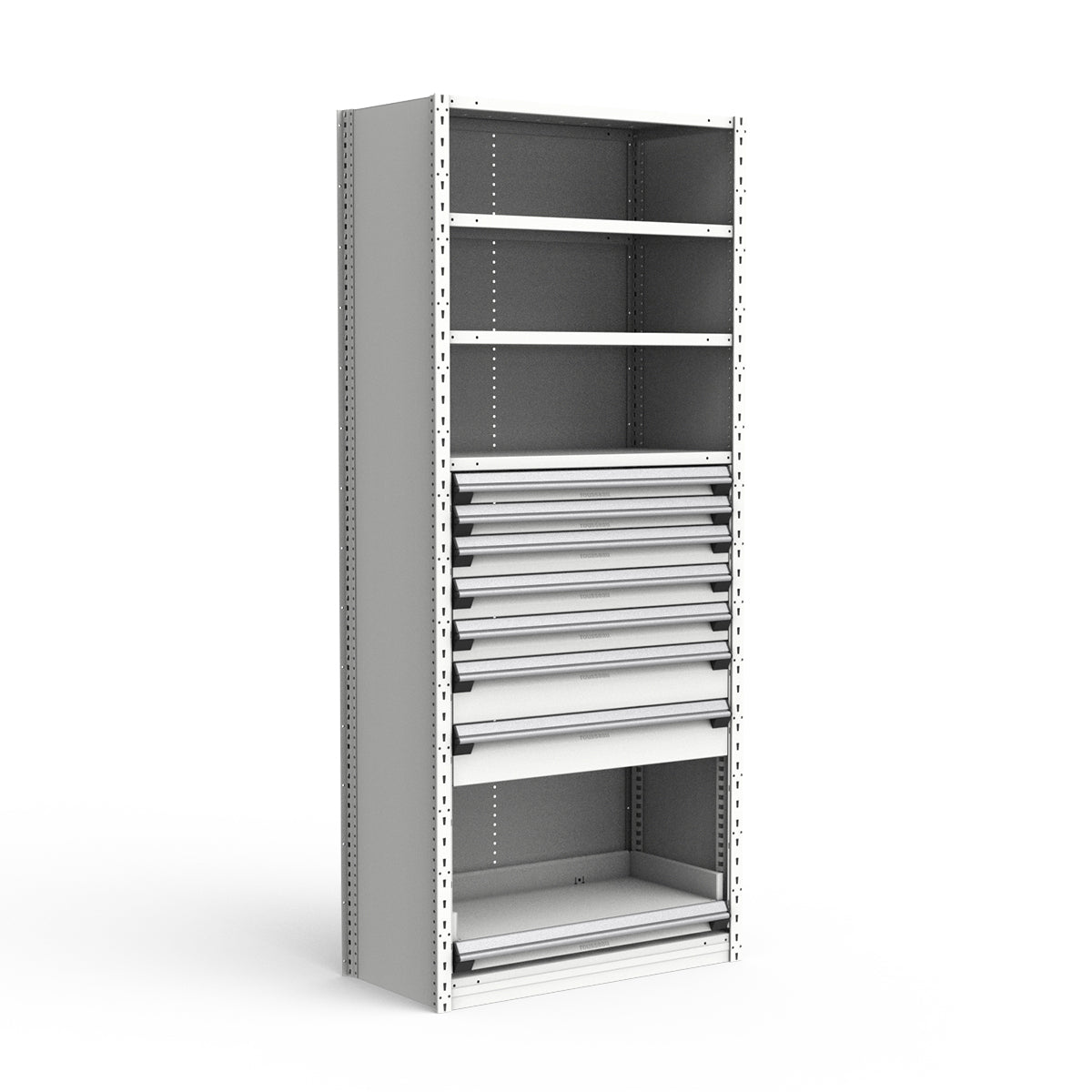 Shelving with Drawers - 48"H Drawer Bank - 7 drawers (Starter)