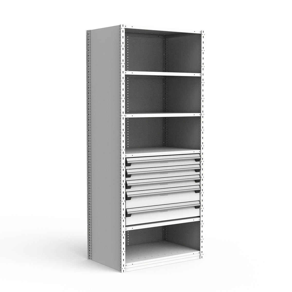 Shelving with Drawers - 24"H Drawer Bank - 5 drawers (Starter)