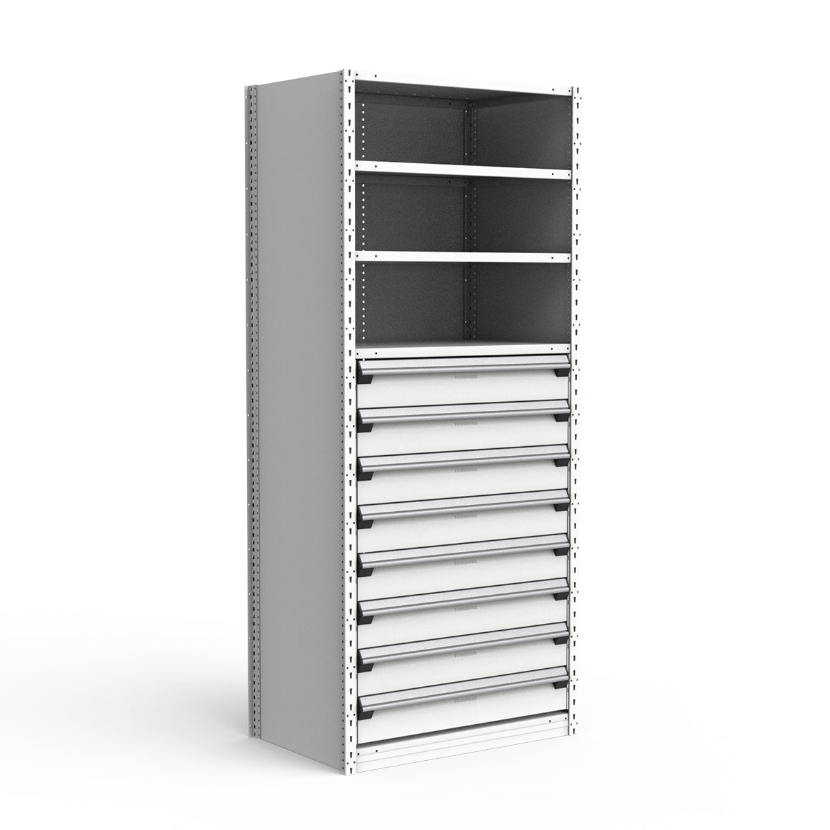 Shelving with Drawers - 48"H Drawer Bank - 8 drawers (Starter)
