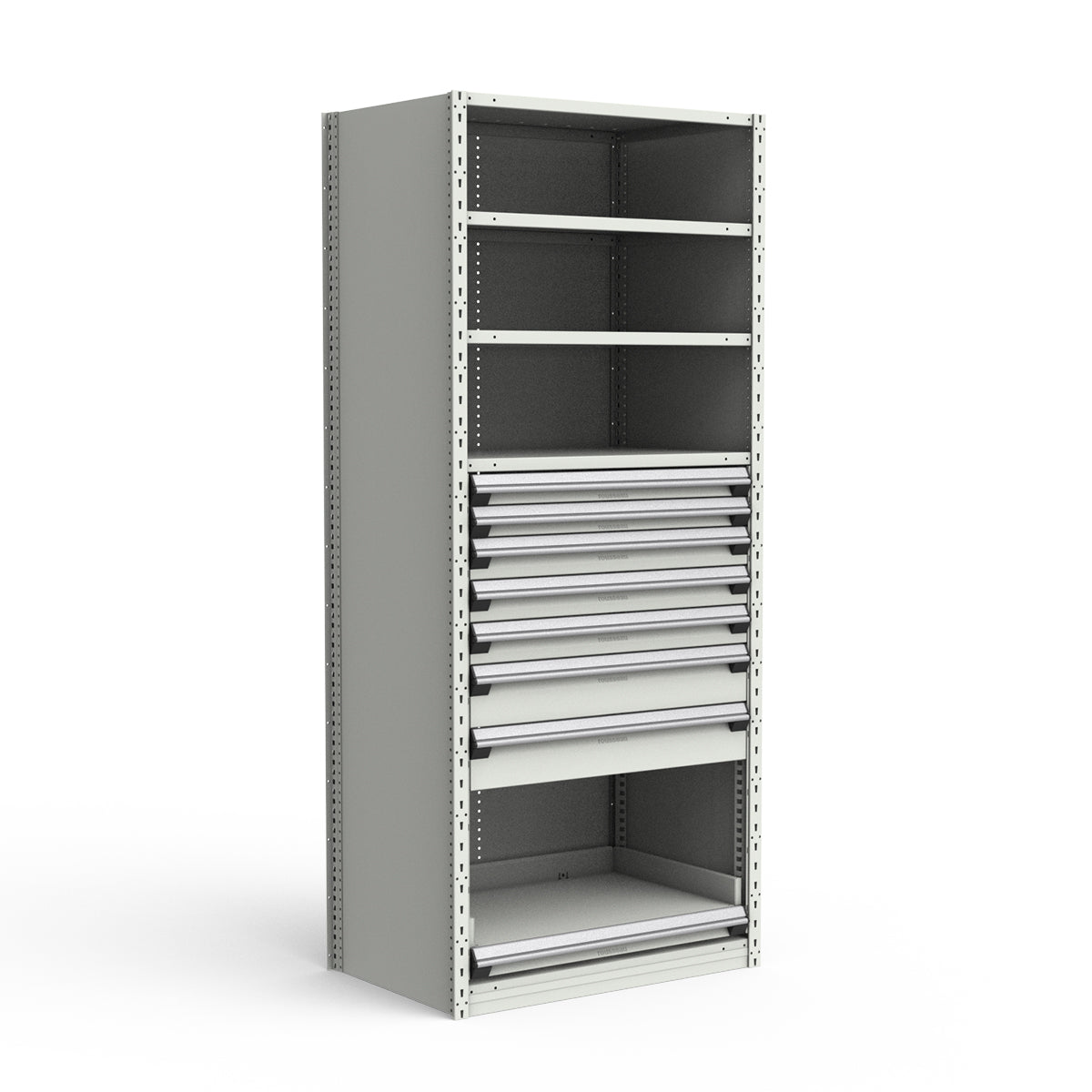 Shelving with Drawers - 48"H Drawer Bank - 7 drawers (Starter)