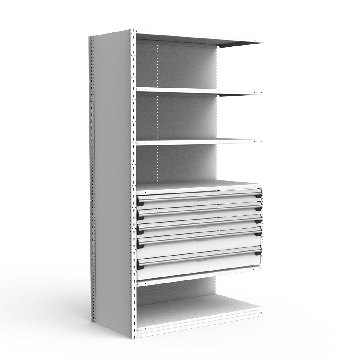 Shelving with Drawers - 24"H Drawer Bank - 5 drawers (Add-On)
