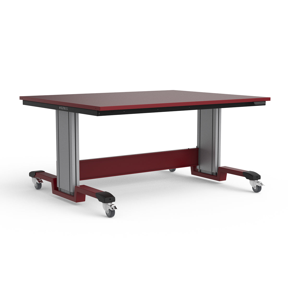 Mobile Adjustable Height Workbench - Painted Steel Top