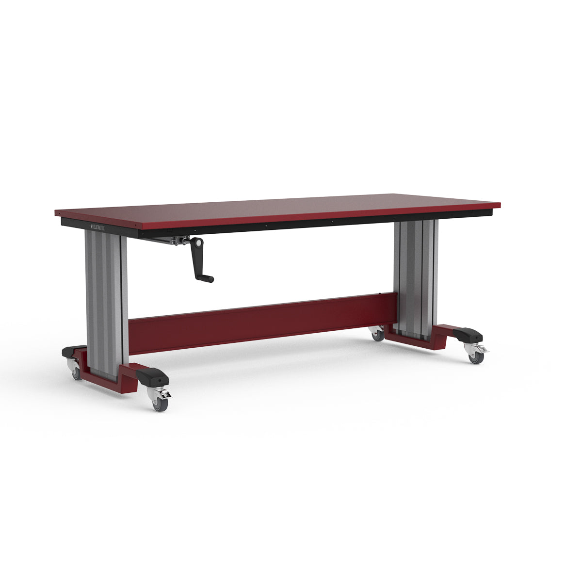 Mobile Adjustable Height Workbench - Painted Steel Top
