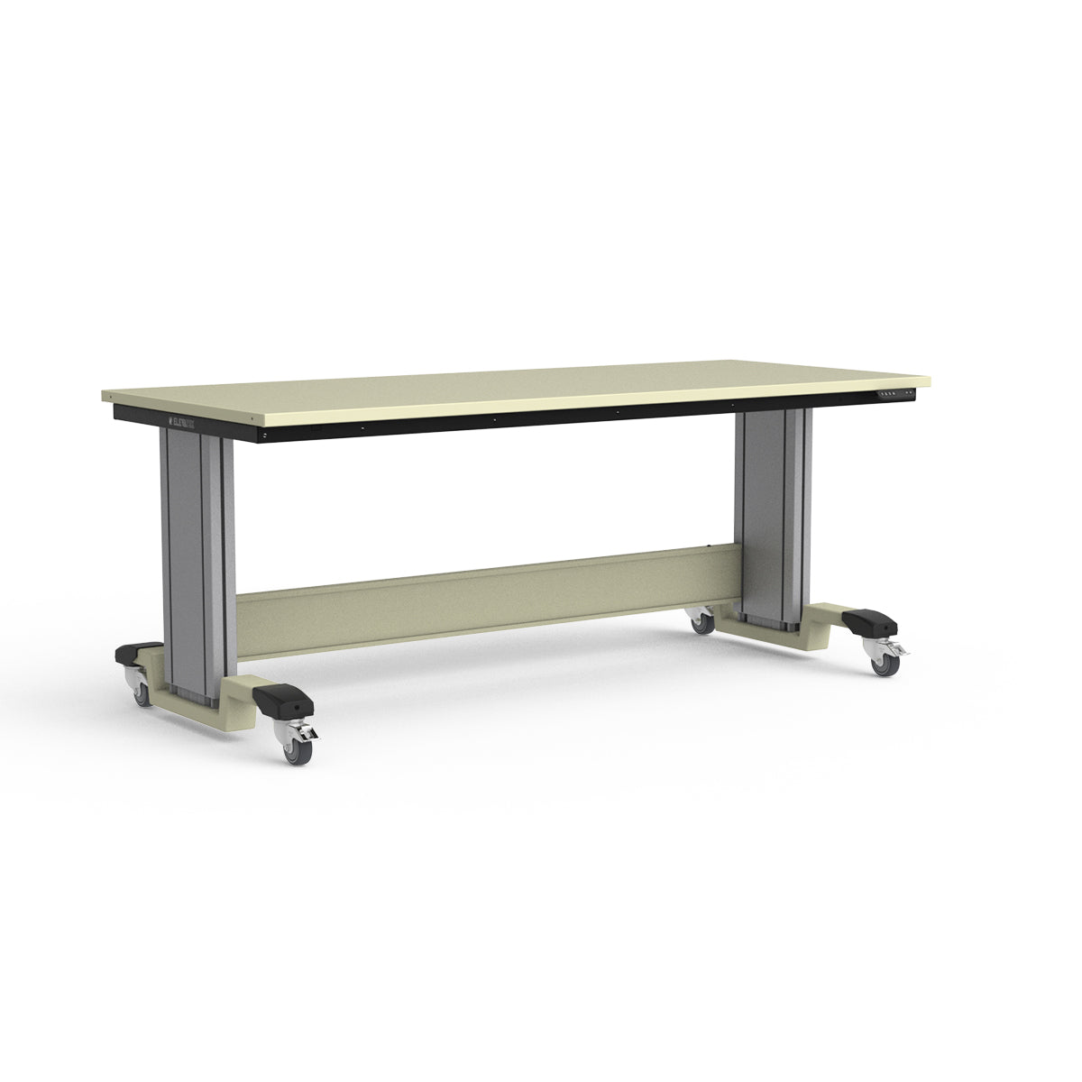 Mobile Adjustable Height Workbench - Painted Steel Top