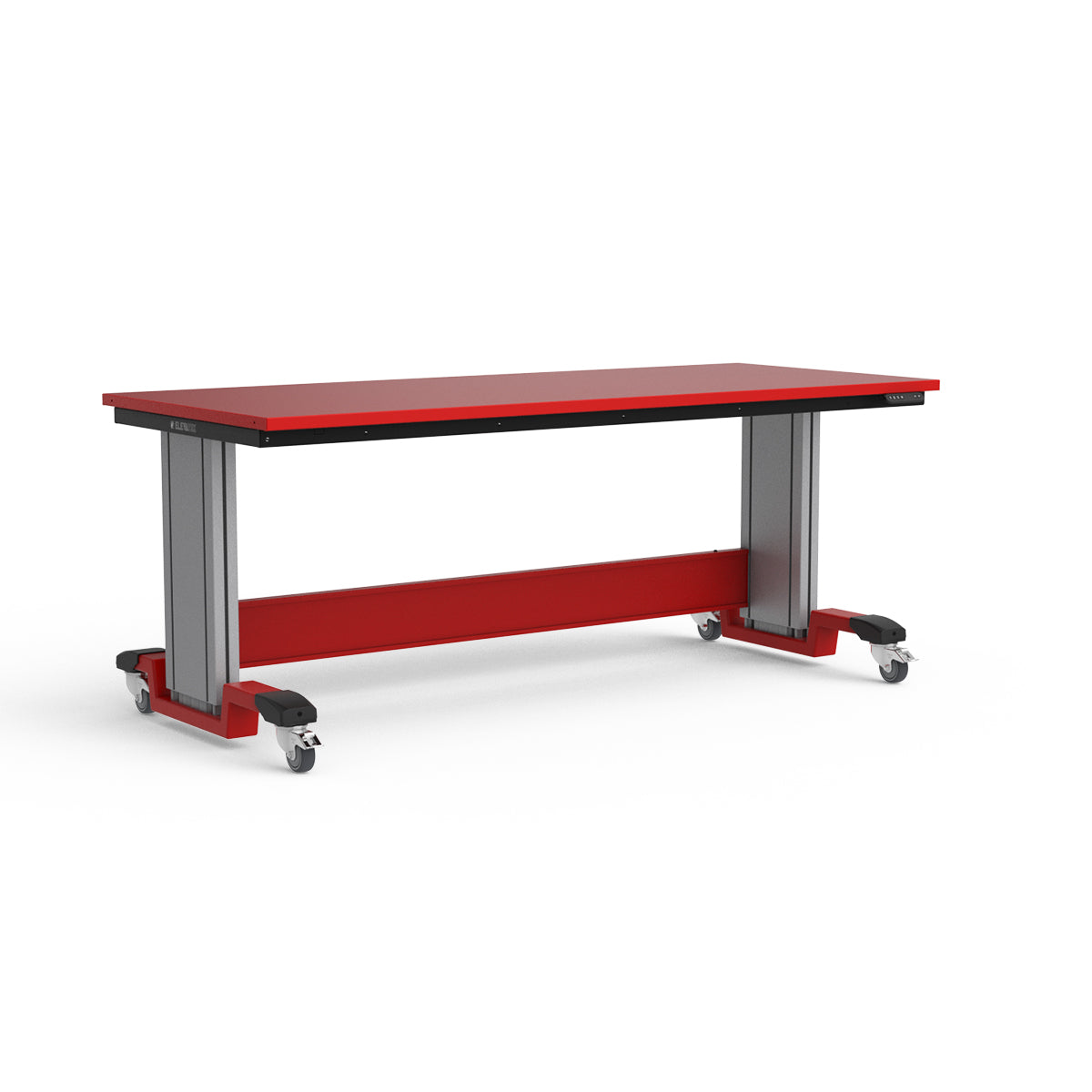 Mobile Adjustable Height Workbench - Painted Steel Top