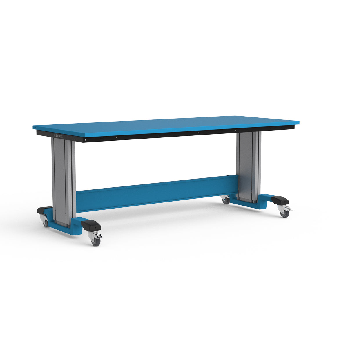 Mobile Adjustable Height Workbench - Painted Steel Top
