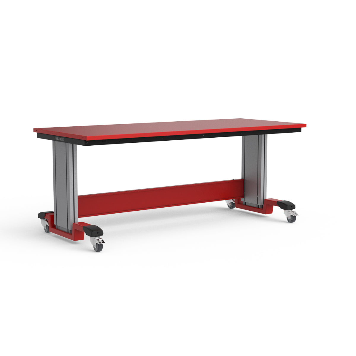 Mobile Adjustable Height Workbench - Painted Steel Top
