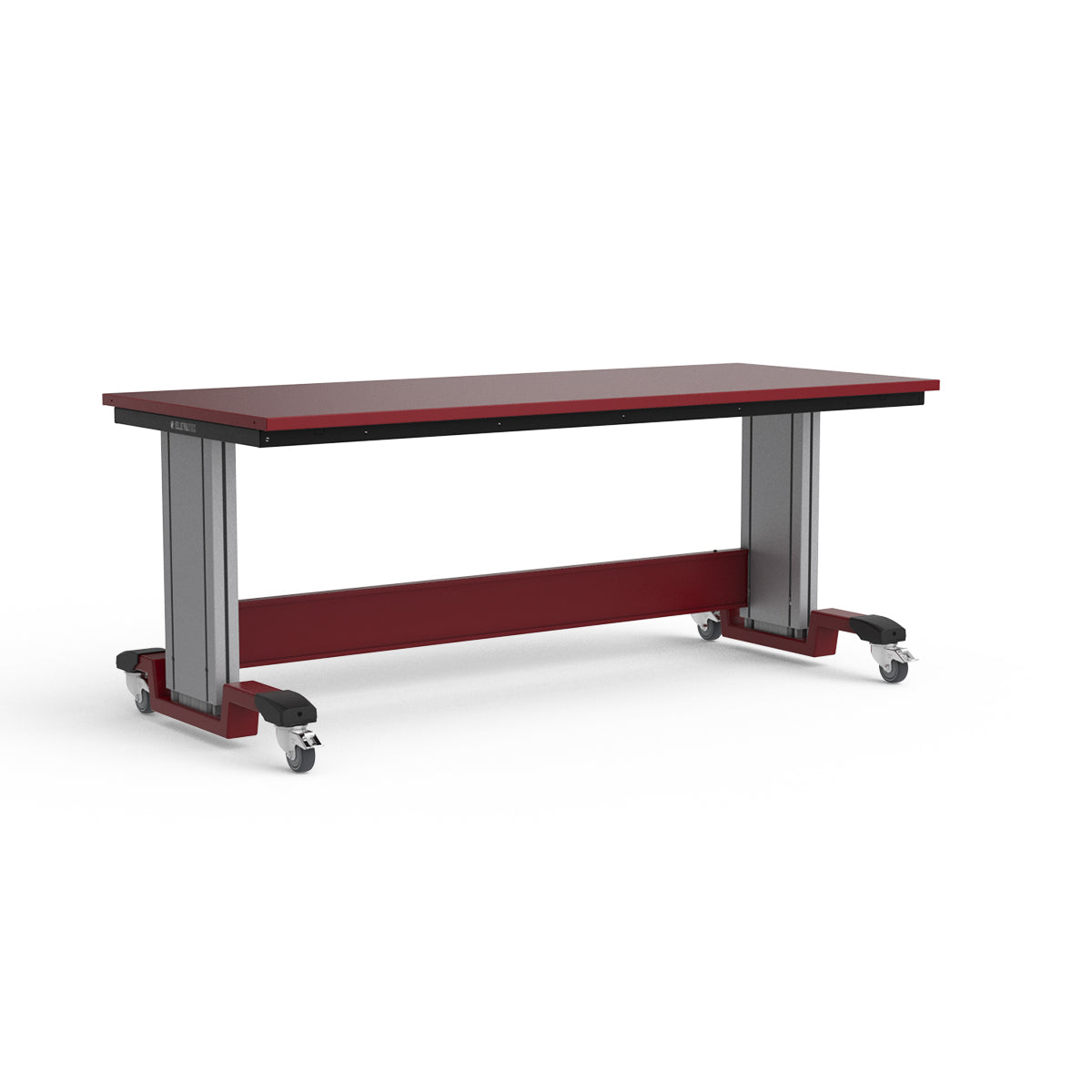 Mobile Adjustable Height Workbench - Painted Steel Top