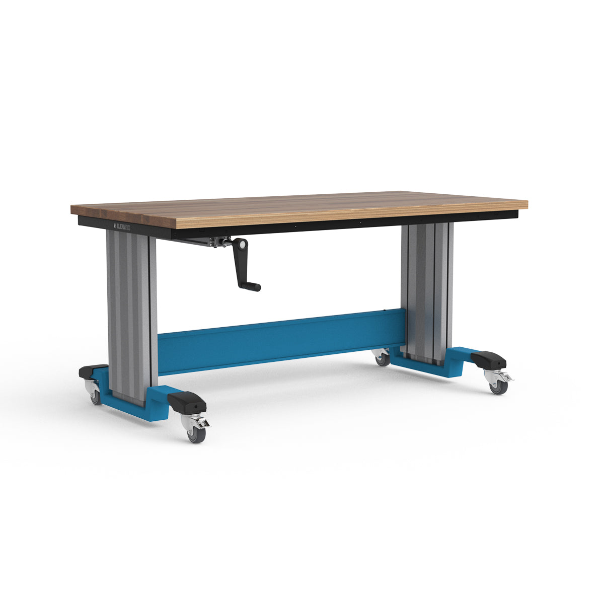 Mobile Adjustable Height Workbench - Laminated Wood Top