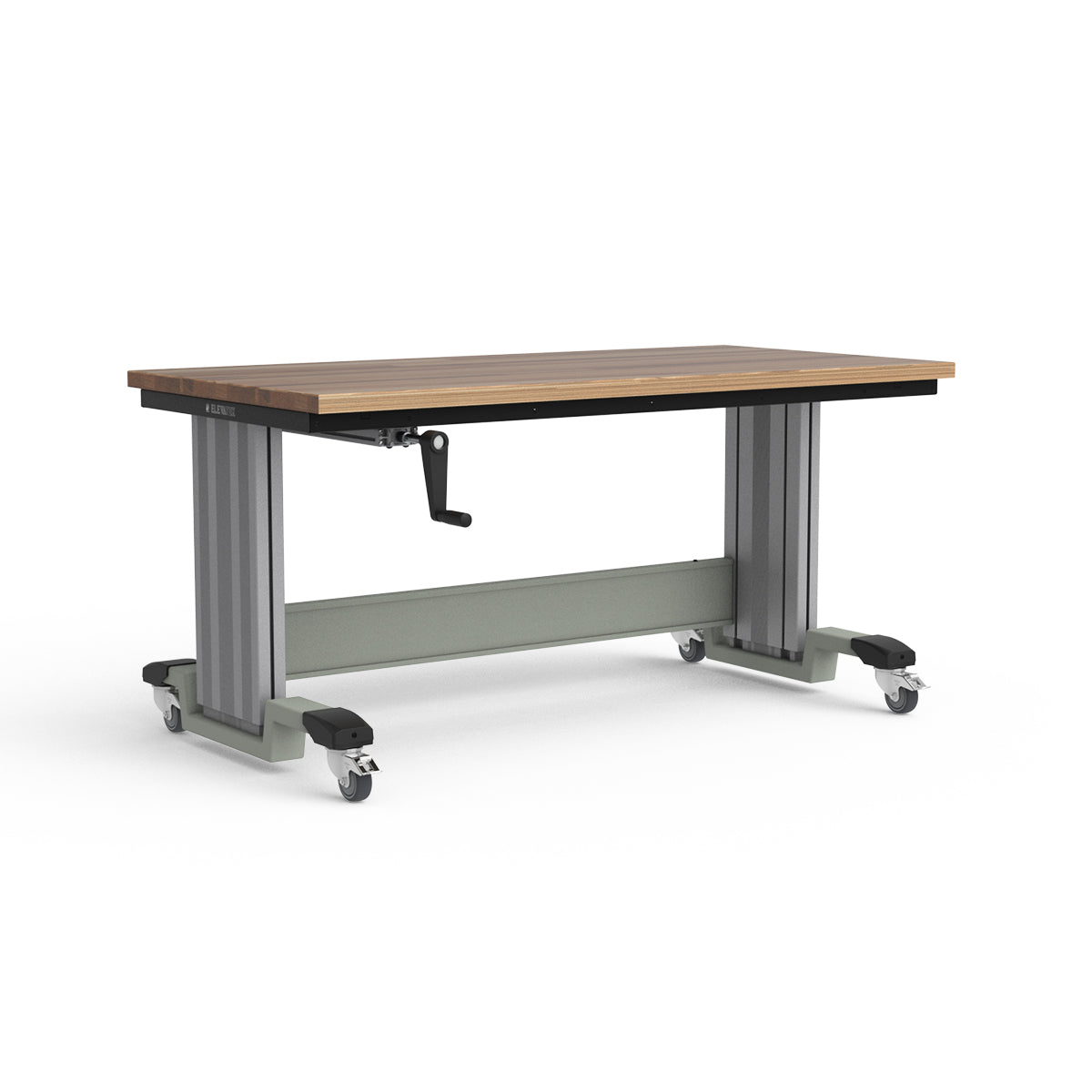 Mobile Adjustable Height Workbench - Laminated Wood Top