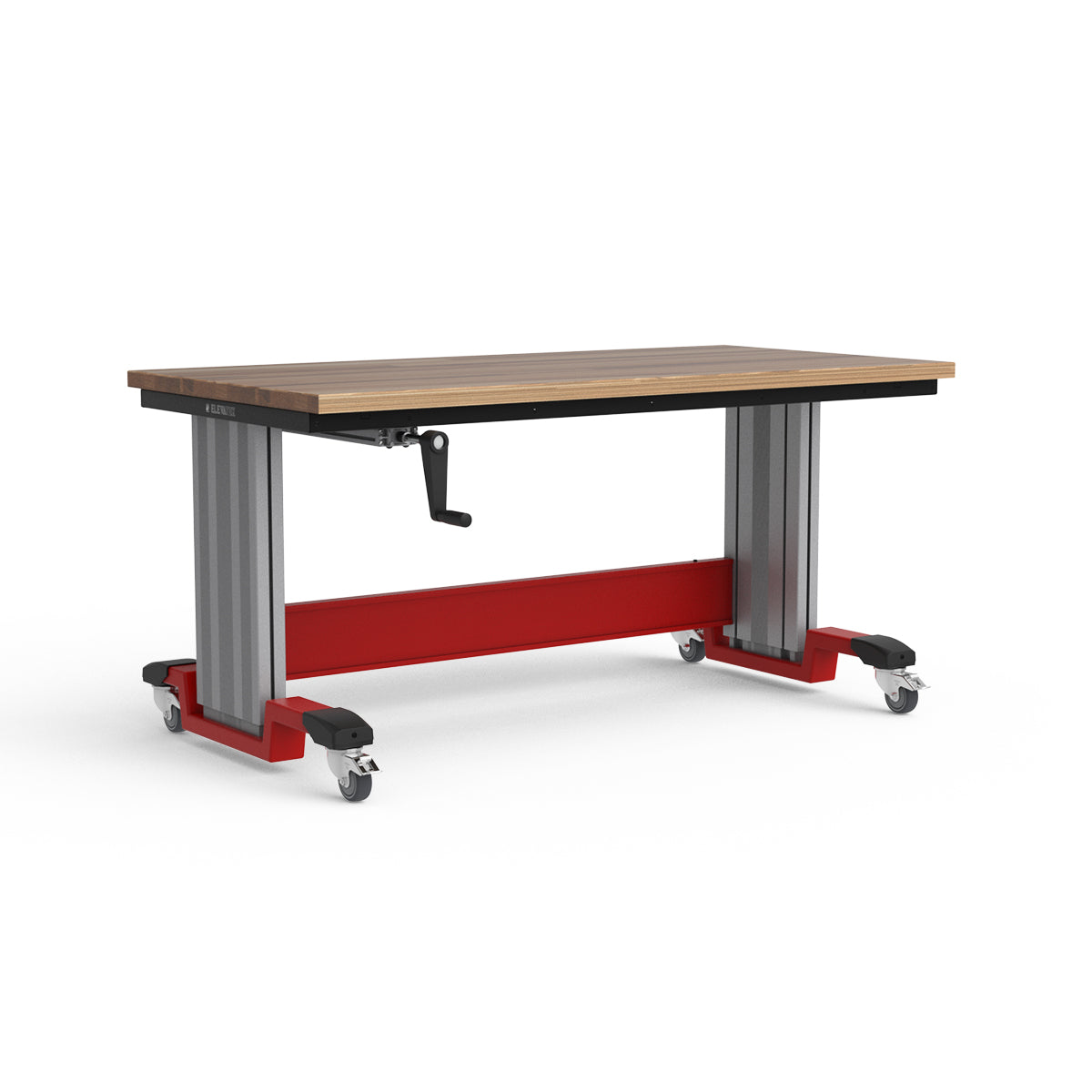 Mobile Adjustable Height Workbench - Laminated Wood Top