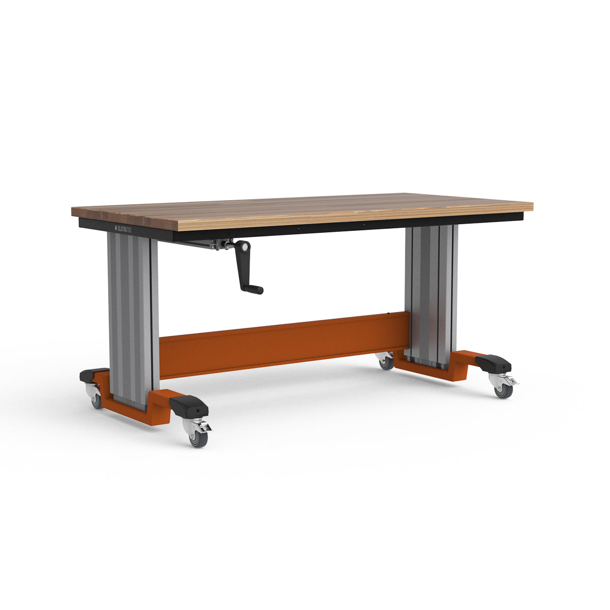 Mobile Adjustable Height Workbench - Laminated Wood Top