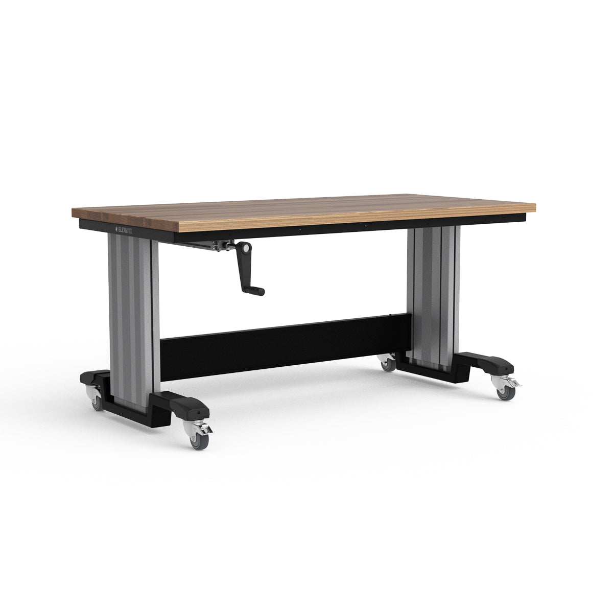 Mobile Adjustable Height Workbench - Laminated Wood Top