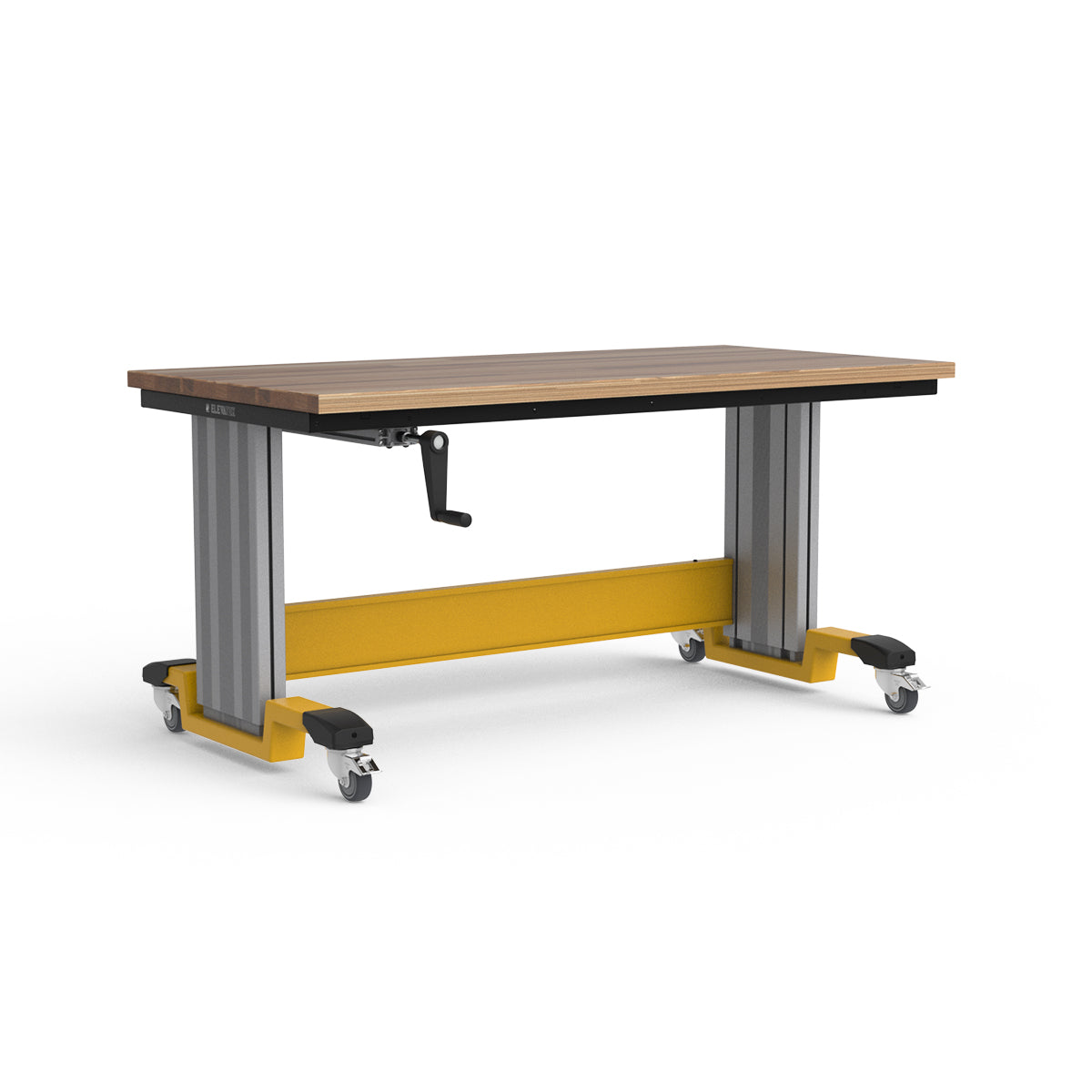 Mobile Adjustable Height Workbench - Laminated Wood Top