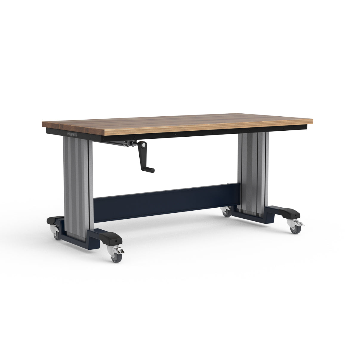 Mobile Adjustable Height Workbench - Laminated Wood Top