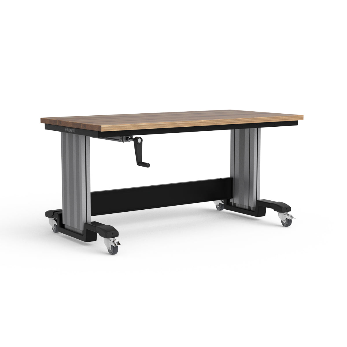 Mobile Adjustable Height Workbench - Laminated Wood Top