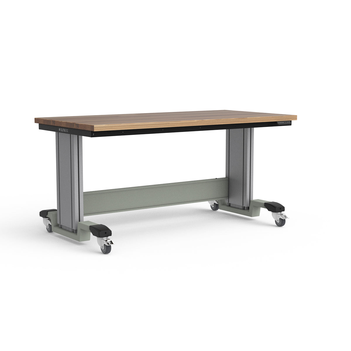Mobile Adjustable Height Workbench - Laminated Wood Top