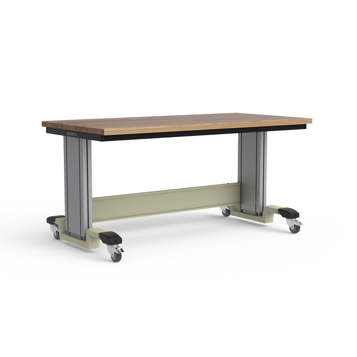 Mobile Adjustable Height Workbench - Laminated Wood Top