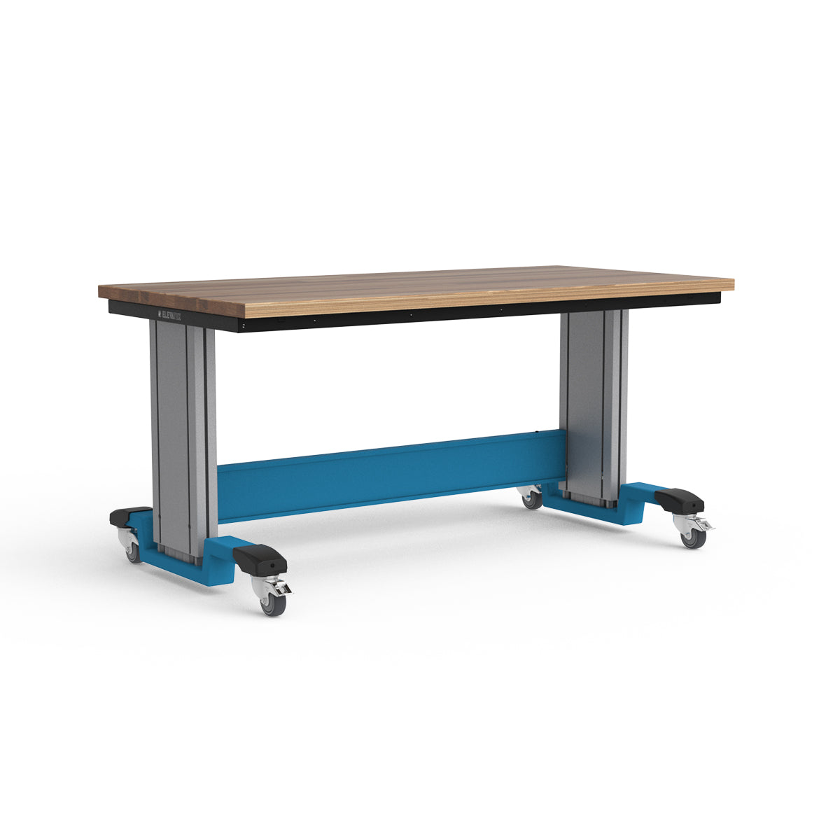 Mobile Adjustable Height Workbench - Laminated Wood Top