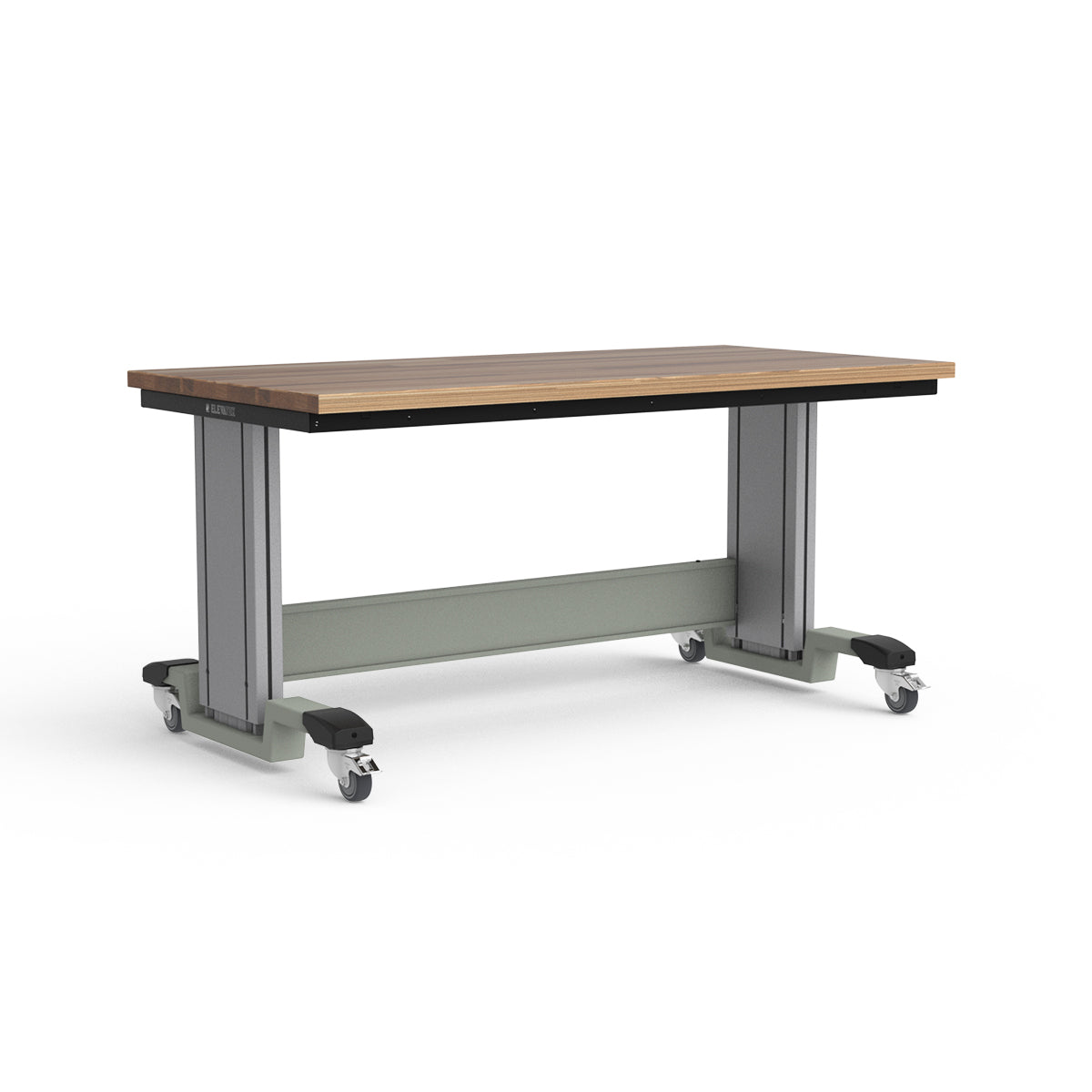Mobile Adjustable Height Workbench - Laminated Wood Top