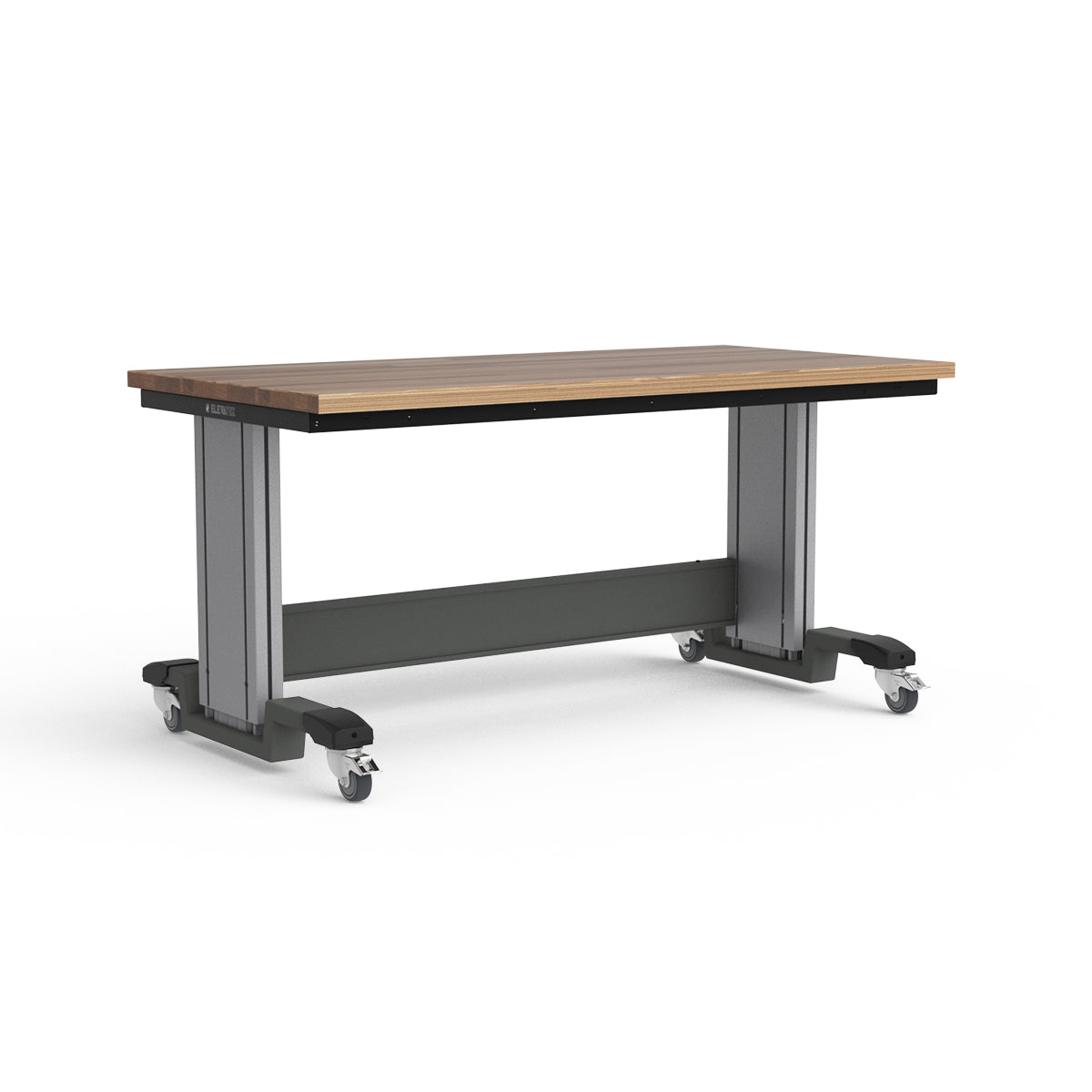 Mobile Adjustable Height Workbench - Laminated Wood Top