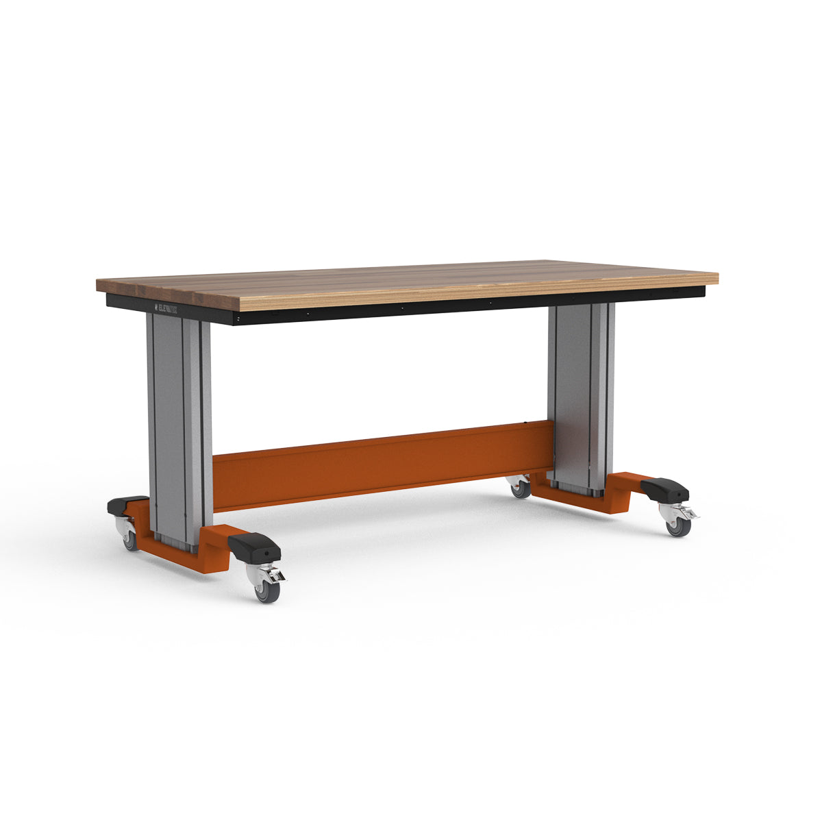 Mobile Adjustable Height Workbench - Laminated Wood Top