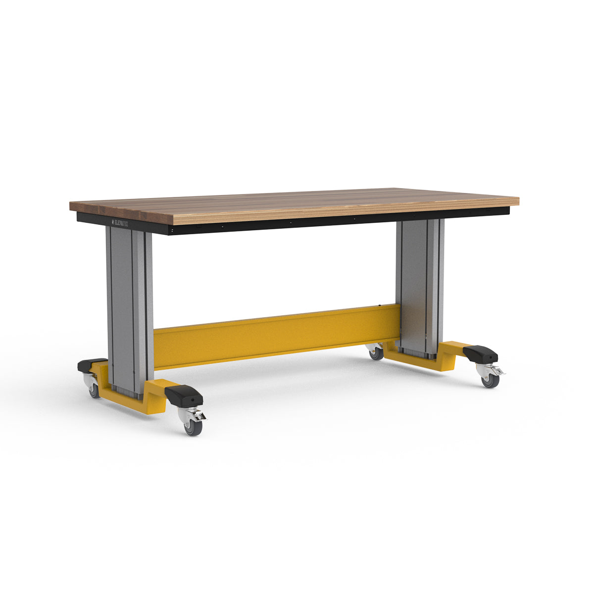 Mobile Adjustable Height Workbench - Laminated Wood Top