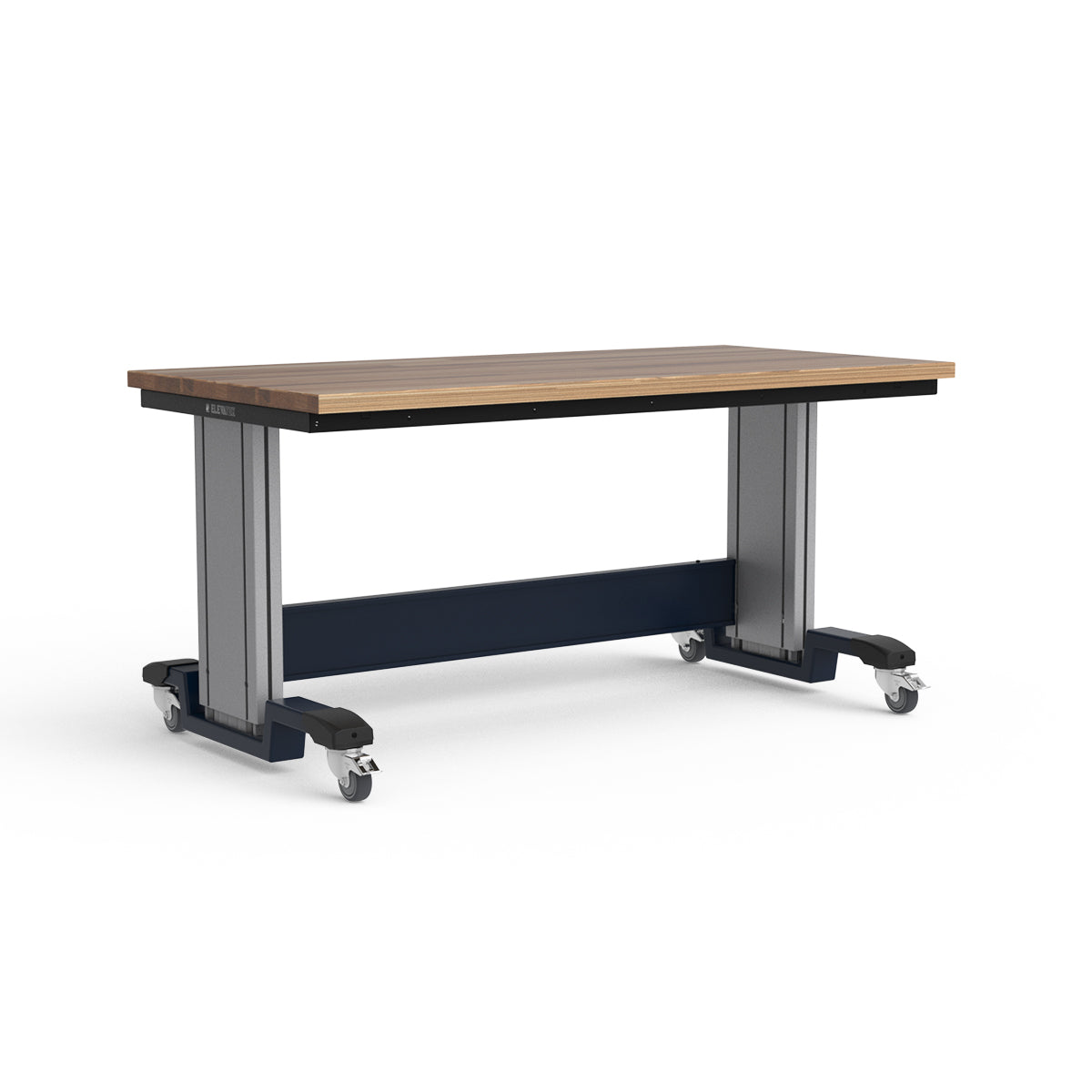 Mobile Adjustable Height Workbench - Laminated Wood Top